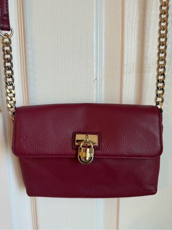 Calvin Klein Handbags - Calvin Klein Burgundy Leather Crossbody with Gold Chain Strap